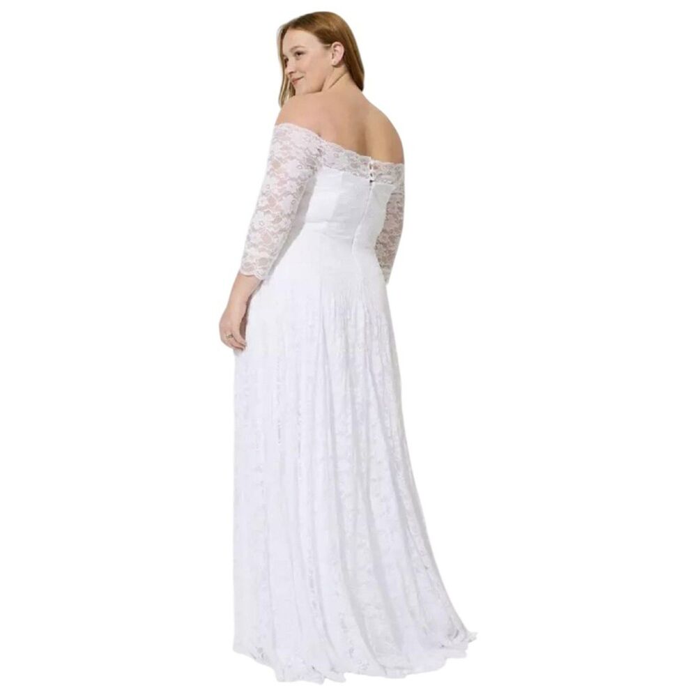 TORRID White Lace Off Shoulder A-Line Wedding Dress, NWT! Size 12